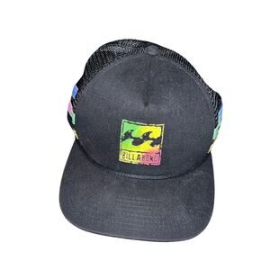 Billabong Podium Trucker snapback hat featuring a colorful wave logo
